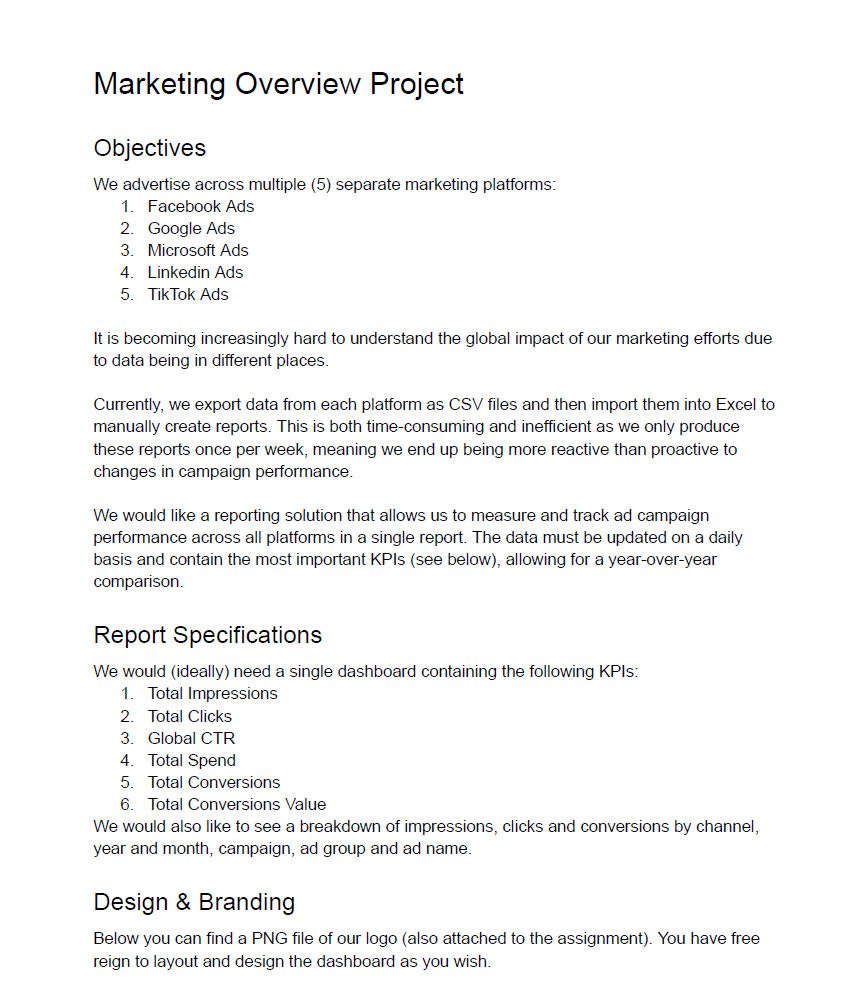 Marketing Project Brief - Pg.1