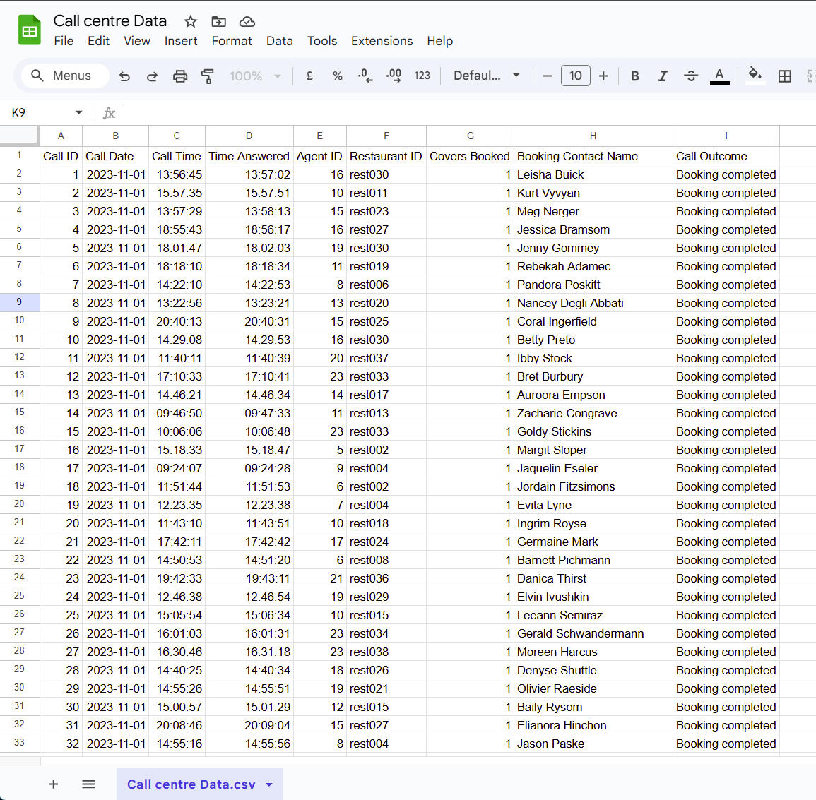 Calls Data Calls Data